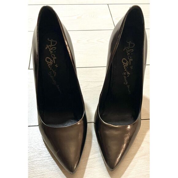 Alice + Olivia Shoes - Alice and Olivia by Stacey Bendet high copper Shinny wedge heels size 37.5